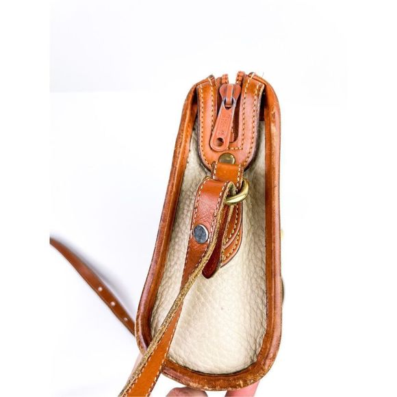 Dooney and Bourke Vintage Ivory and Tan Leather Crossbody Bag - Picture 8 of 12